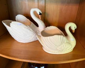 Porcelain Swan Planters