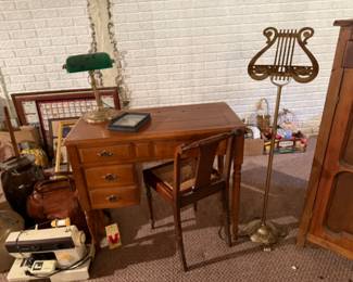 Desk, Table Lamp, Sewing Machine