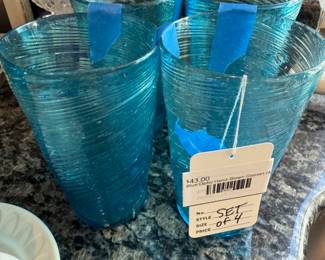 Blue Optic Hand-Blown Glasses (4)