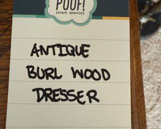 Antique Burl Wood Dresser