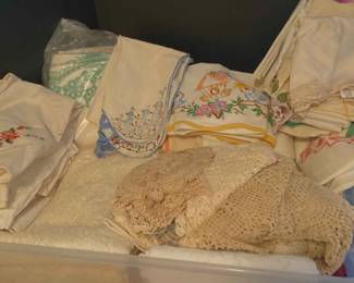 Lot Of Hand Crocheted And Embroidered Linens