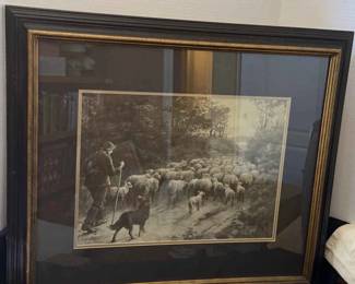 Framed Print Of A Shepherd Herding His Flock