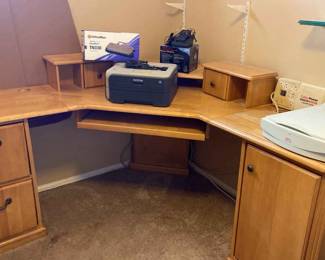 Office Desk With A Brother Printer Plus Cartridge, IBM Headset Phone Plus More