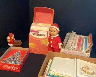 Vintage Mailing Cards, Vintage Santa Queen Bank And Vintage Hong Kong, Freckles Doll