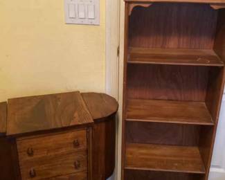 A Vintage Sewing Cabinet And A Vintage Shelf