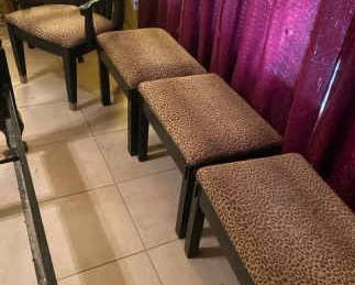 Leopard Print And Black Wood Chairs