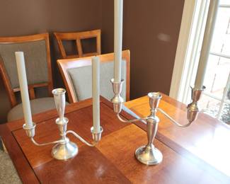 Sterling silver interchangeable candle stick holders, weighted.