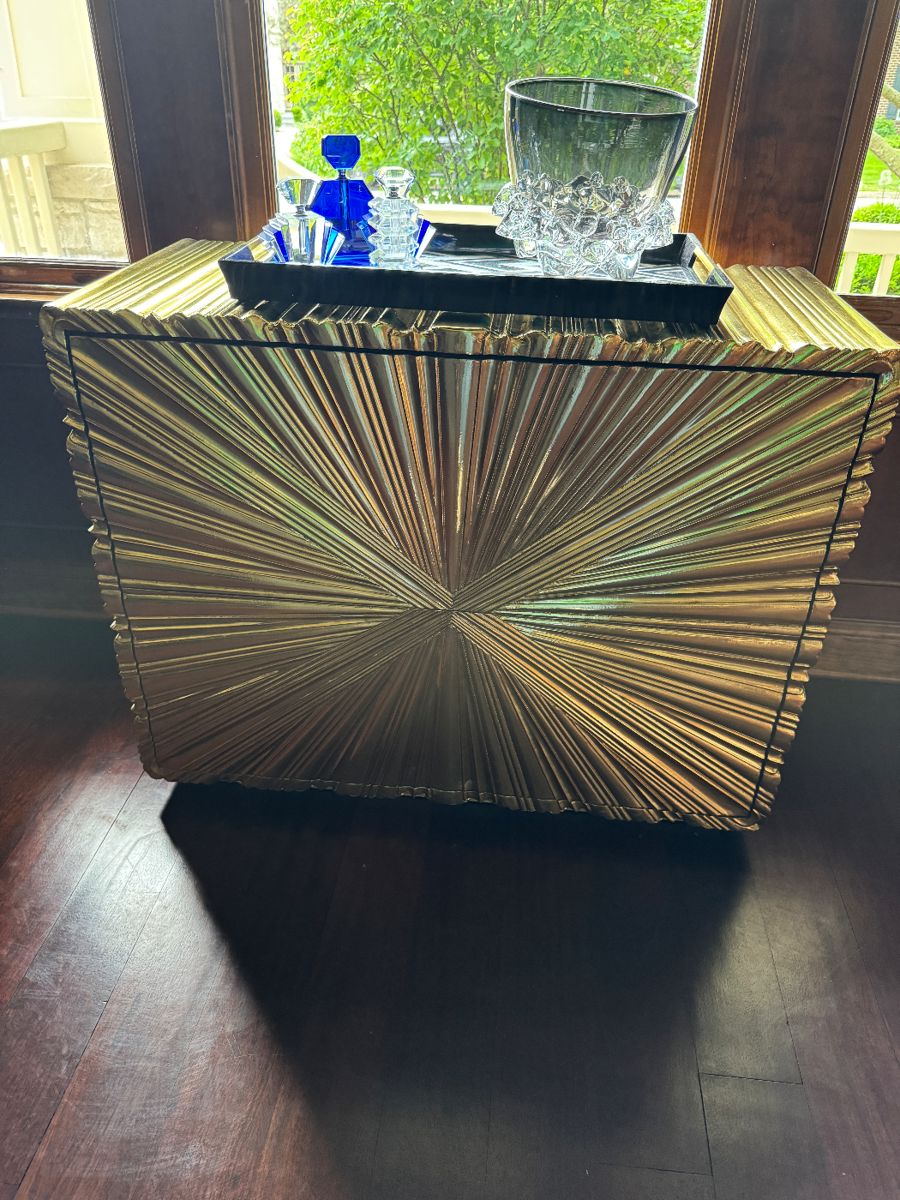 Global Views Gold Linen Fold Two Lateral File Drawers - So sharp !