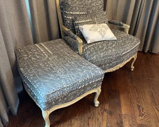 Upholstered Chair w/ Ottoman