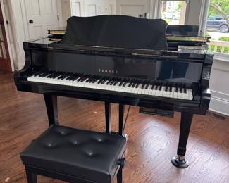 Front View of Piano with Bench