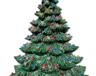 007 28Inch Vintage Ceramic Christmas Tree w Bird Lights