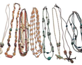 Eight Chicos Statement Necklaces in Oceanic Colors with Fish Whales