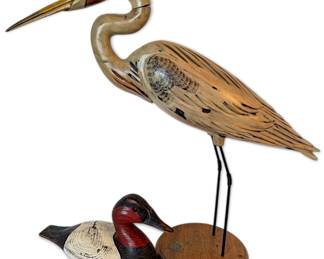 Ducks Unlimited 1989 Special Edition Heron Duck Wood Carvings