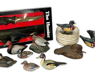 Ducks Unlimited Knives, Vintage Trinket Dishes, Duck Figurines