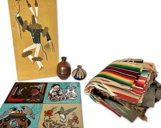 Cleo Teissedre Ceramic Tiles, Native American Dancer Artwork, Pottery, Linens