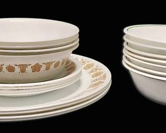 19 Pieces Of Corelle by Corning Dinnerware Including Butterfly Gold