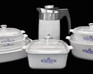 Corningware Blue Cornflower Casserole Dishes Percolator Coffee Pot