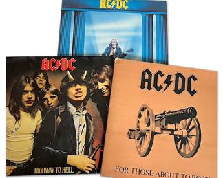 AC DC Vinyl Records Highway To Hell, Who Made Who, For Those About To Rock