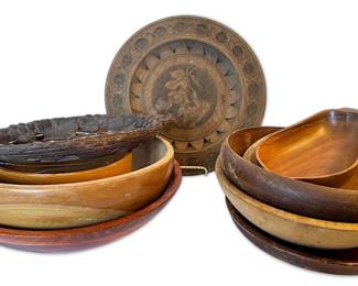 Antique Black Forest Hand Carved Bowl, Wooden Salad Bowls, Serving Platters