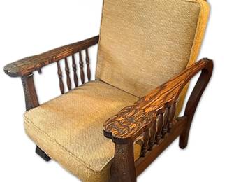 Antique Carved Wooden Reclining Armchair