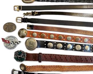 Leather Coach Belt, Black Christian Dior Belt, Vintage Brass Buckles, More