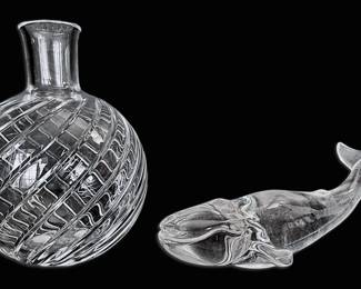 Baccarat Crystal Glass Whale Figurine Cyclades Swirl Bud Vase