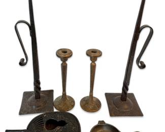 Cast Iron Candlesticks, Mini Wagner Ware 1050 A Skillet, More