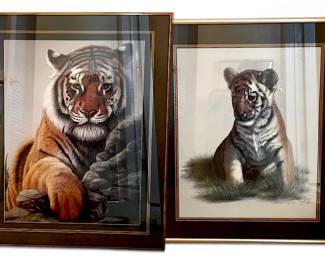 Harold Rugby Signed And Numbered Prints Tiger And Tiger Cub