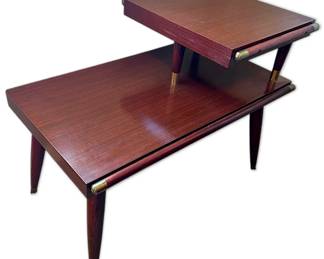 Atomic MCM Cherry Brass End Table