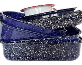Blue, Black And White Speckled Enamelware