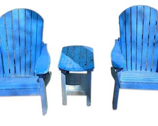 Blue Adirondack Lawn Chairs Table