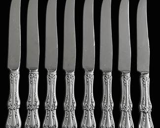 Eight Sterling Silver Handled Dinner Knives, Countess by Frank Smith 497g