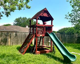 Rock climbing, slide, fort place set by TREE FROG (Buyer will have up to one month to remove!)