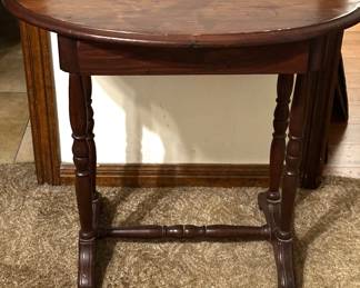 Oval entry table from A. JATHO Furniture Co, Victoria Texas, circa 1870. See Victoria preservation Inc. - The Jatho Building.