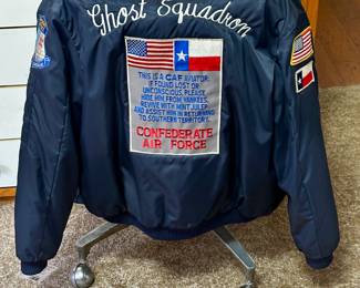Vintage Confederate Air Force nylon bombers jacket Ghost Squadron patches.