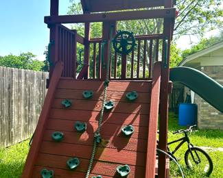 Rock climbing, slide, fort place set by TREE FROG (Buyer will have up to one month to remove!)