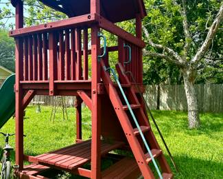 Rock climbing, slide, fort place set by TREE FROG (Buyer will have up to one month to remove!)