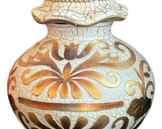 Crackle Finish Lidded Urn
