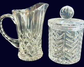 Crystal Pitcher and Biscuit Jar