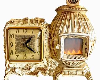 United Pot Belly Stove Clock