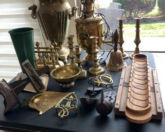 Brass and wood accessories - mostly vintage