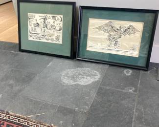 Political Cartoon prints framed