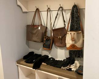 Designer handbags, hats, gloves and scarves