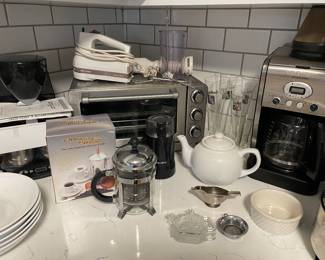 Cuisinart toaster oven, coffee maker, and immersion blender, coffee press, tea pots and more