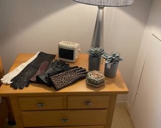 Nightstand and lamp - 2, and women's leather gloves, Crate & Barrel decor and more