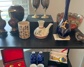 Asian sake sets, toasting glasses, rice bowls and more