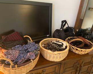 Winter and fashion scarves, leather belts