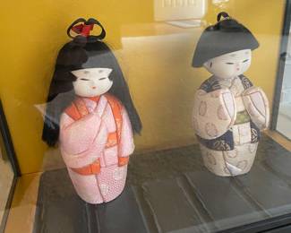 Vintage Japanese dolls in case