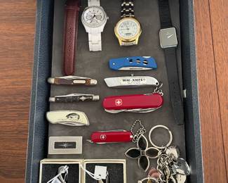 Watches, pocket knives and key chains