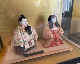 Pair of Vintage Japanese dolls in case